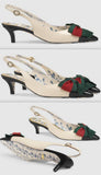 Leather Sling-Back Pump with Web Bow