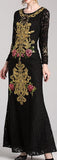 Embroidered Black Lace Gown