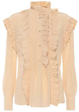 Ruffle-Trimmed Silk Blouse
