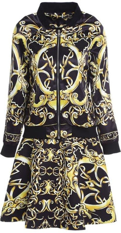 Printed Jacket & Mini Skirt Set