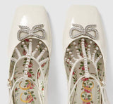 T-strap Leather Pump with Pearls - White or Black
