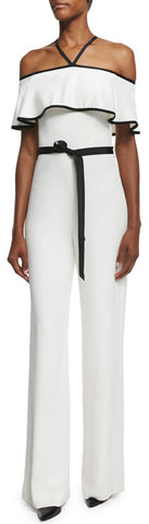 'Spencer' Off-The-Shoulder Jumpsuit - Vanilla - DESIGNER INSPIRED FASHIONS