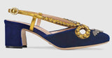 Velvet Pump with Bat and Crystals