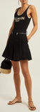 Logo Intarsia Linen-Blend Bodysuit, Black