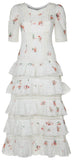 'Heathers' Tiered Ruffle Midi White/Floral Printed Dress