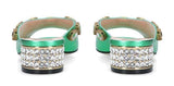 Metallic Leather Lyric Mules - Green, Gold, Pink