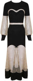 Sheer Macrame Paneled Midi Dress