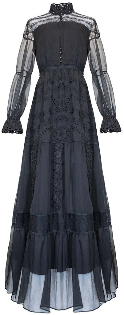 Black Lace-Trim Maxi Dress