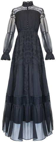 Black Lace-Trim Maxi Dress