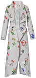 Floral Print Circle Cut-Out Wool-Blend Coat