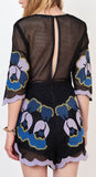 'Never Ever' Embroidered Romper in Black - DESIGNER INSPIRED FASHIONS