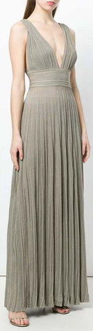 Long Low-Cut Stretch Knit Gown