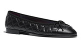 Aged Calfskin Black Ballerina Flats