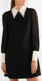 Black Cady Dress with White Sequined Collar & Cuffs