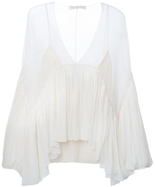 Draped Silk Top-White - DESIGNER INSPIRED FASHIONS