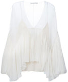 Draped Silk Top-White - DESIGNER INSPIRED FASHIONS