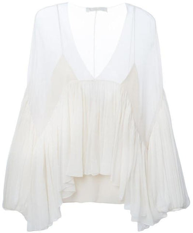 Draped Silk Top-White - DESIGNER INSPIRED FASHIONS
