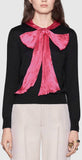 Black Knit Sweater with Contrasting Bow