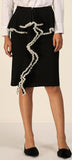 Pearl-Embellished Black Ruffle Skirt