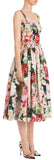 Pleated Floral Organza Midi Dress