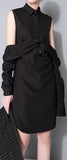 Long Black 2-Way Shirt - DESIGNER INSPIRED FASHIONS