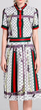 Webtrim Print Short-Sleeve Shirt and Skirt Set - White or Black