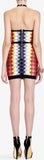 Diamond Pattern Stretchy Knit Mini Halter-Dress