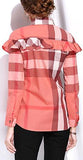 Ruffle Check Print Shirt, Red