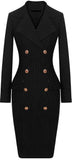 Black Pinstripe Double-Breasted Fitted Dress