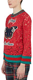 Butterfly Patch Floral Lace Sweater in Red - DESIGNER INSPIRED FASHIONS