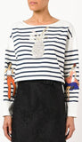 Pineapple-Embellished Striped Top