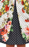 Floral & Polka Dot Printed Poplin Dress - DESIGNER INSPIRED FASHIONS
