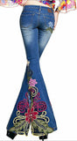 'Flower Child' Embellished Flared Jeans - DESIGNER INSPIRED FASHIONS