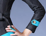 Single-Breasted Blue Faux-Leather Paneled Denim Coat - DESIGNER INSPIRED FASHIONS
