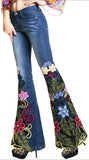 'Flower Child' Embellished Flared Jeans - DESIGNER INSPIRED FASHIONS