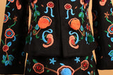 Black Heavily Embroidered Wool-Blend Jacket & Skirt Set - DESIGNER INSPIRED FASHIONS