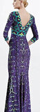 Snake Print V-Neck Jersey Silk Gown-Violet - DESIGNER INSPIRED FASHIONS