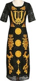 Black Lace Dress with Gold Embroidery