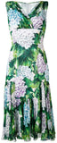Hydrangea Print Pleated Dress