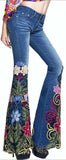 'Flower Child' Embellished Flared Jeans - DESIGNER INSPIRED FASHIONS