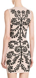 Floral Embroidered Intarsia Dress-Apricot
