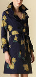 Floral Printed Trench Coat in Blue
