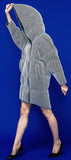 Honeycomb Textured Large-Hooded Thick White-Duck-Down Coat in White or Blue - DESIGNER INSPIRED FASHIONS