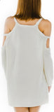 Open-Shoulder Long Knit Sweater in White - DESIGNER INSPIRED FASHIONS