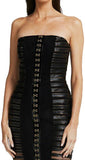 Black Strapless Hook-Eye Button Dress