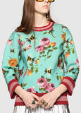 Rose Print Double Fleece Sweatshirt - DESIGNER INSPIRED FASHIONS
