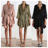 Empire Silk Robe Dress in Green, Pink or Black - DESIGNER INSPIRED FASHIONS