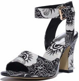Floral Print Sandals - (Red, Black, Blue)