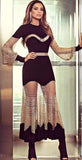 Sheer Macrame Paneled Midi Dress