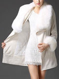 Faux-Fur Collar & Cuff Wool Peacoat in White - DESIGNER INSPIRED FASHIONS